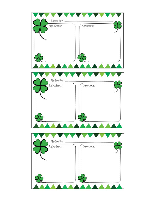 Free Printable St Patrick s Day Recipe Card Cooking Up Cottage