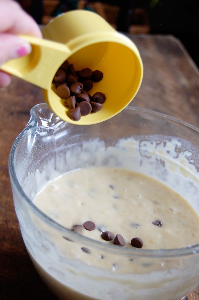 chocolate chips poured in bowl