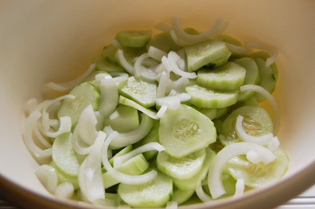 cucumbers and onions