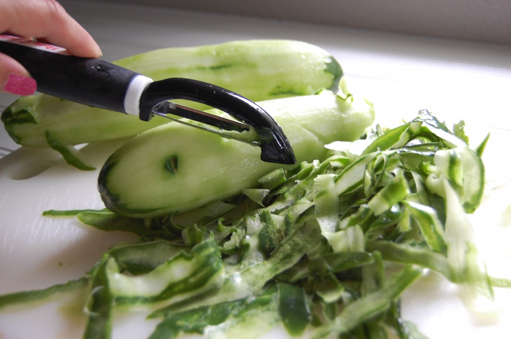 pealing cucumbers