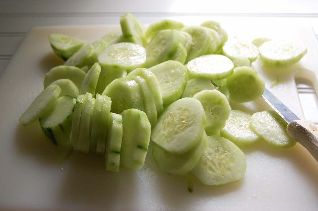 sliced cucumbers