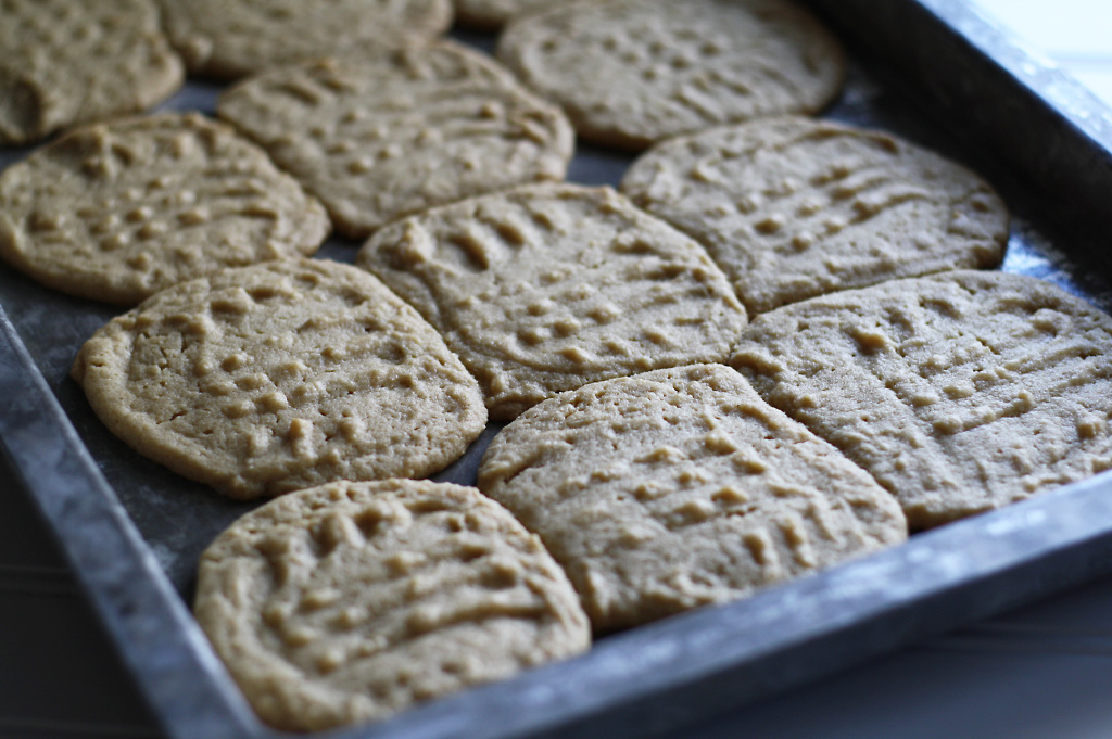 baked cookies on greased pan