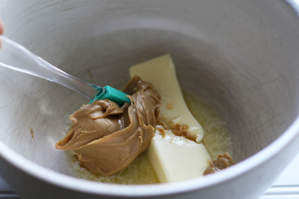 mixing butter and peanut butter