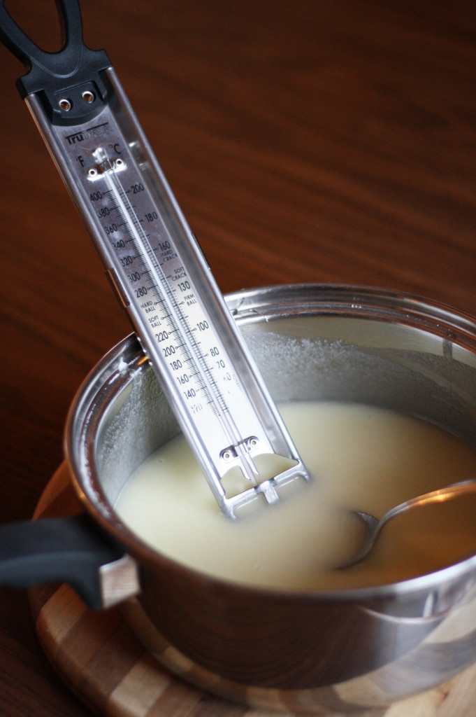 putting in thermometer in fudge