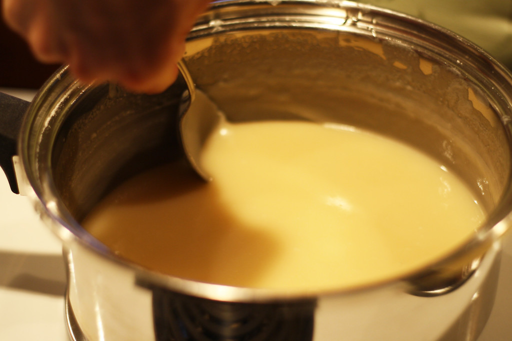 tirring fudge until thickened