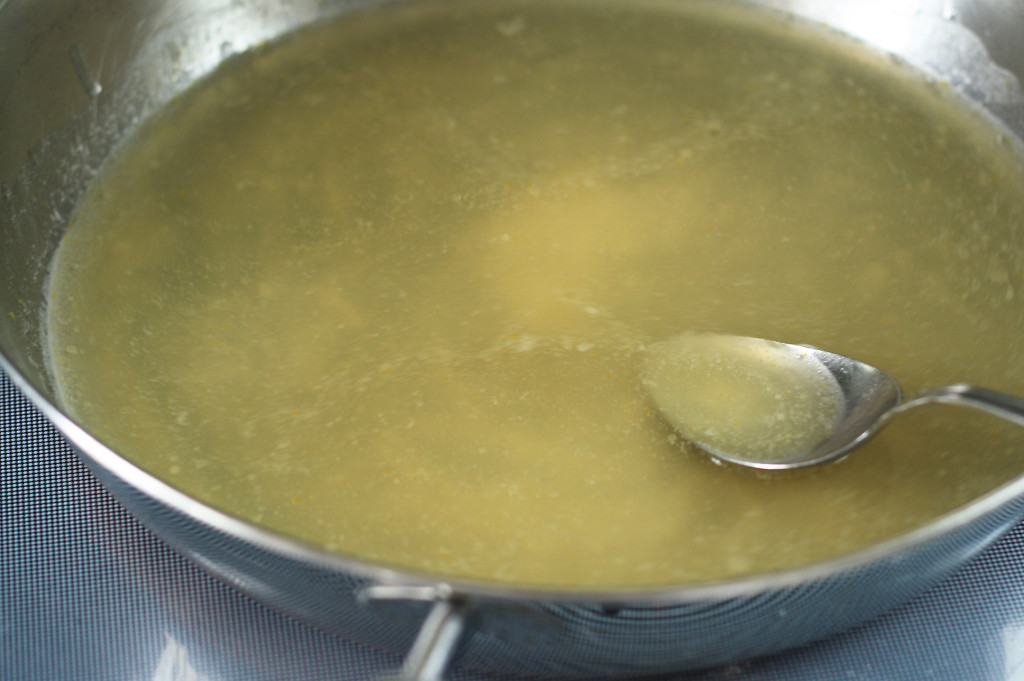 adding chicken stock