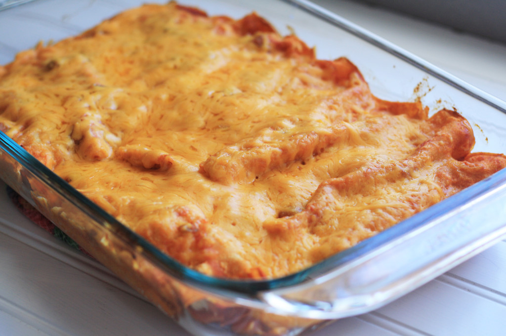 chicken enchiladas done in pan