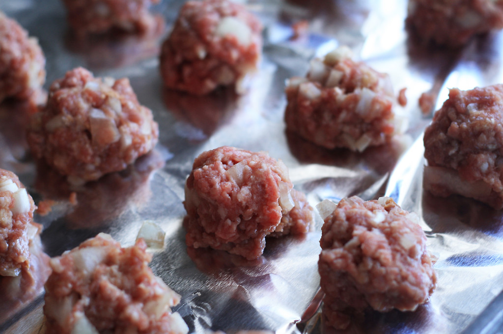 meatballs on pan