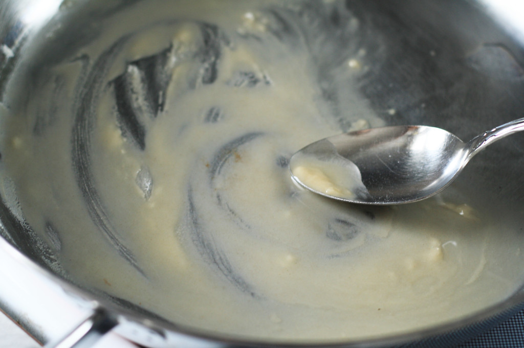 mixing in the flour