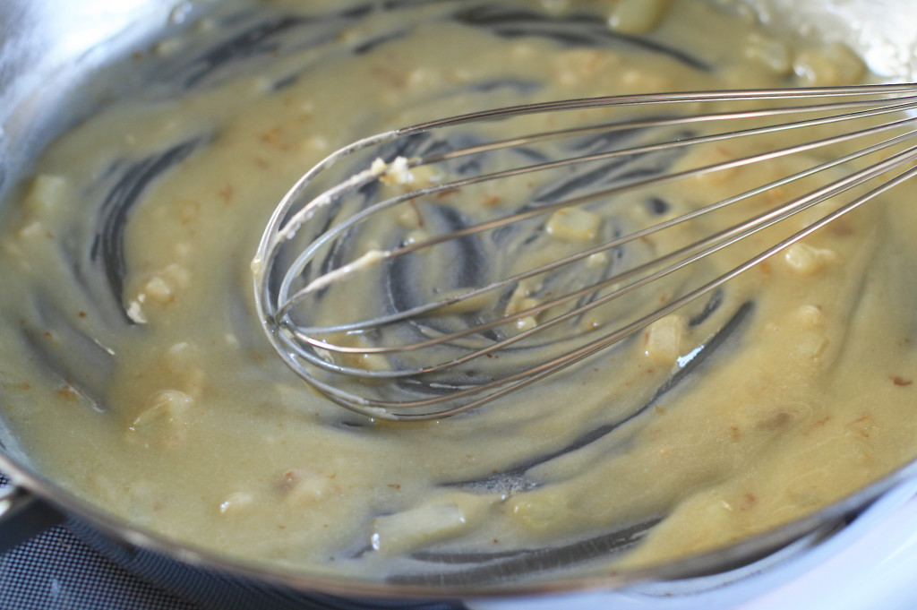 mixing in flour with wisk