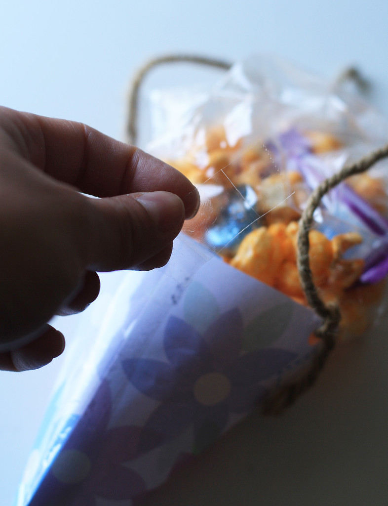 taping candy bag in