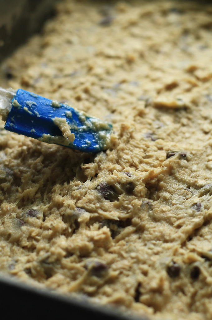 spreading batter in the pan