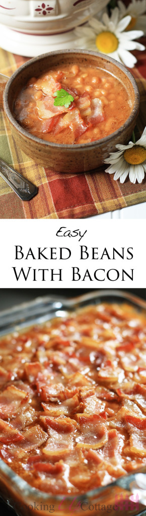 Baked beans with bacon long pin