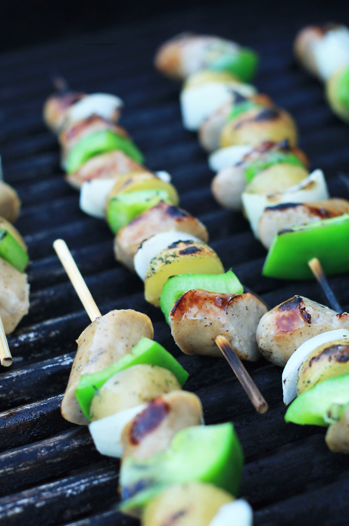 Bratwurst and Potato Kebabs 1