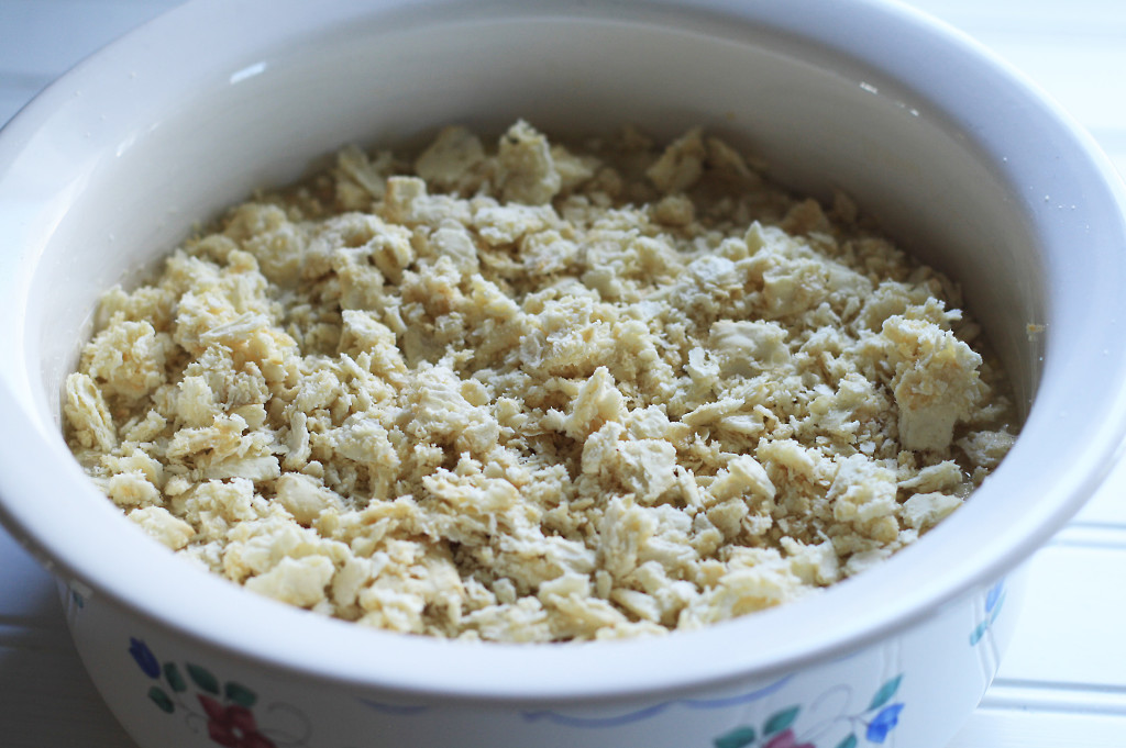 corn with buttered crackers on top