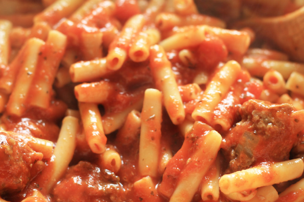pasta mixed with sauce