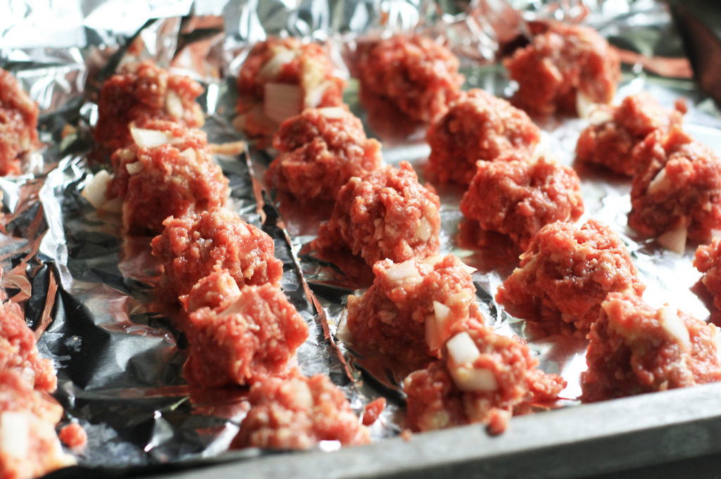 uncooked meatballs